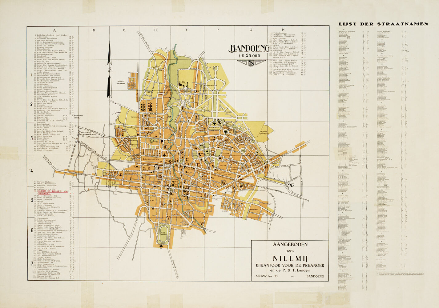 Historische kaart van Bandung uit 1935