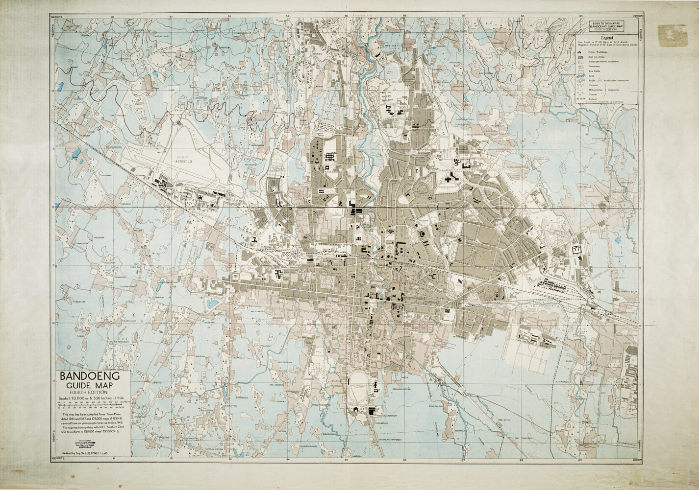 Historische kaart van Bandung uit 1946