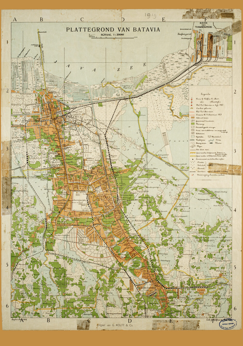 Historische kaart van Batavia uit 1919