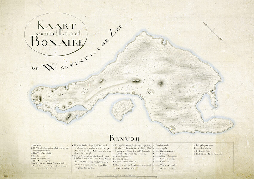 Historische kaart van Bonaire uit 1818
