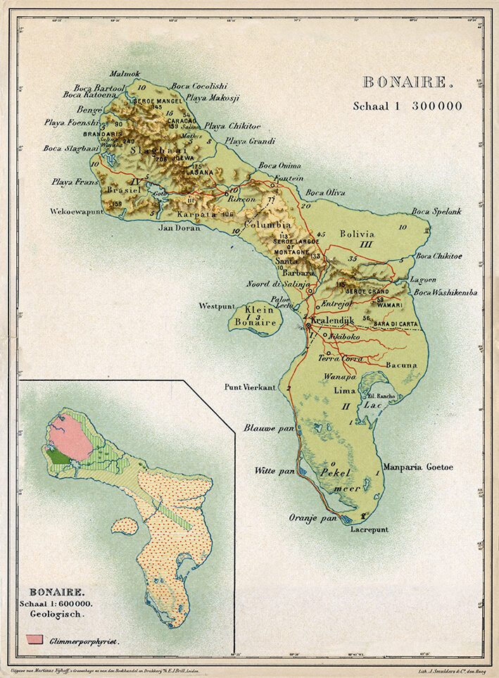 Historische kaart van Bonaire uit 1917