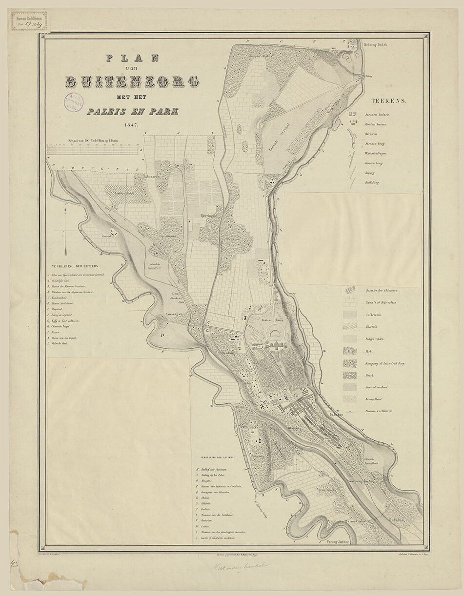Historische kaart van Buitenzorg uit 1847