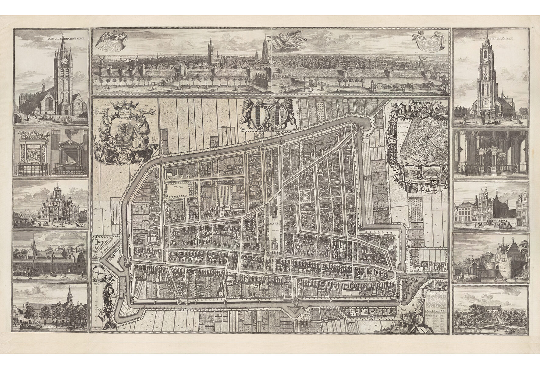 Historische kaart van Delft uit 1703