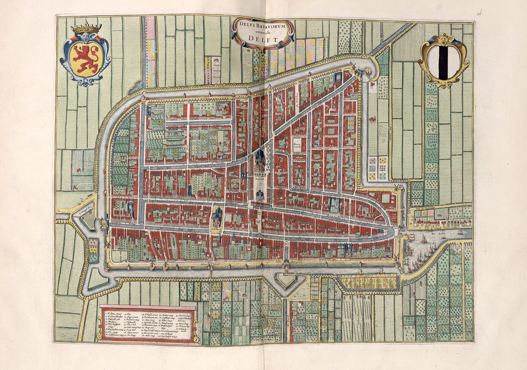 Historische kaart van Delft door Blaeu