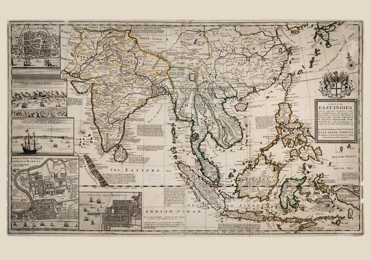 Historische kaart van Oost-Indië door Moll uit 1720
