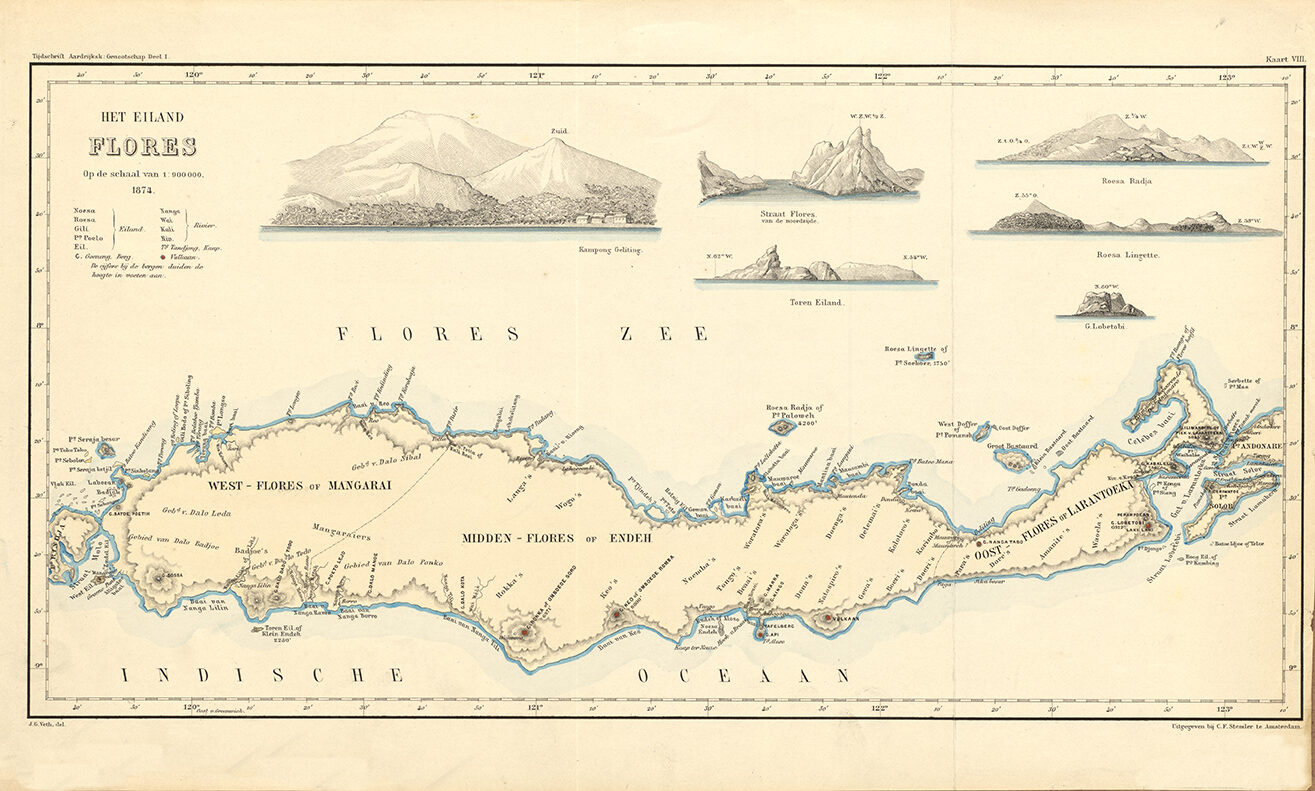 Historische kaart van Flores uit 1874